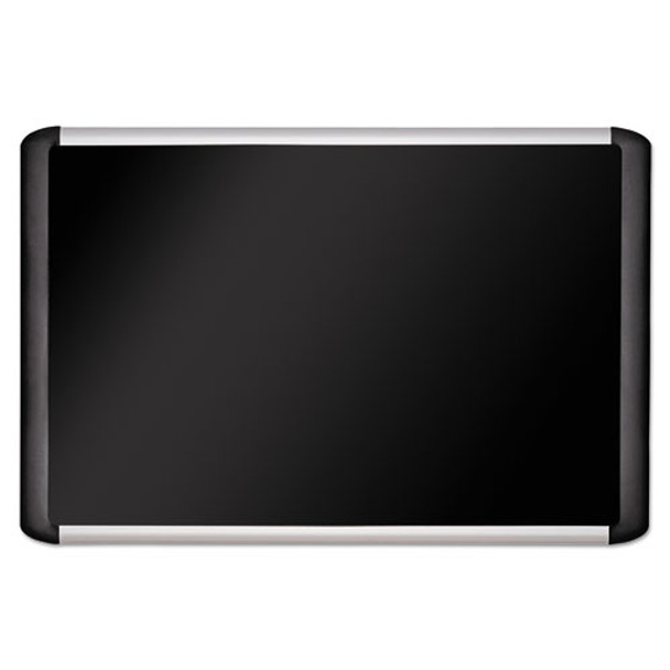 Black Fabric Bulletin Board, 24 X 36, Silver/black