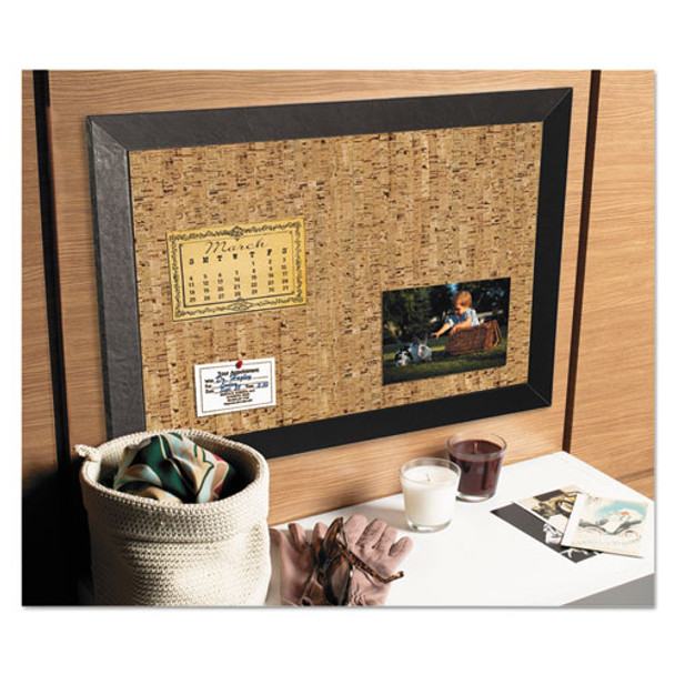 Natural Cork Bulletin Board, 36x24, Cork/black