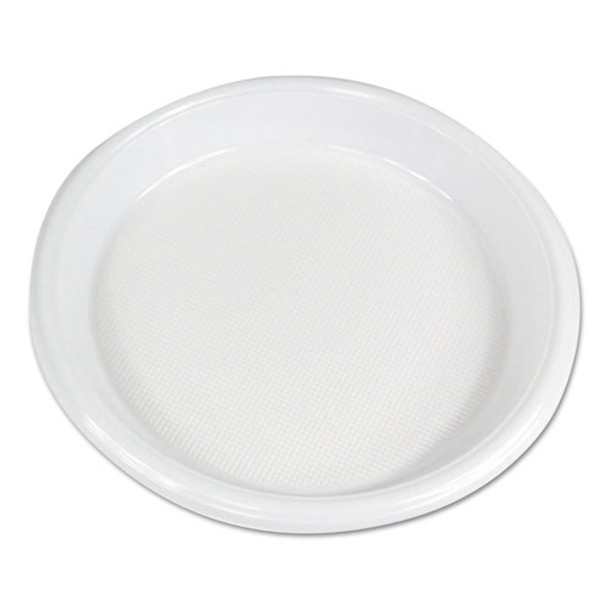 Hi-impact Plastic Dinnerware, Plate, 10" Diameter, White, 500/carton