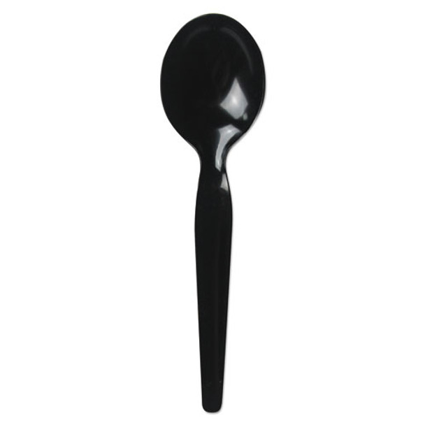 Heavyweight Polystyrene Cutlery, Soup Spoon, Black, 1000/carton