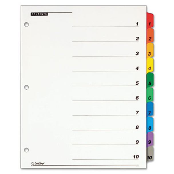 Onestep Printable Table Of Contents And Dividers, 10-tab, 1 To 10, 11 X 8.5, White, 1 Set - IVSCRD61018