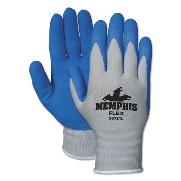 Memphis Flex Seamless Nylon Knit Gloves, X-large, Blue/gray, Dozen