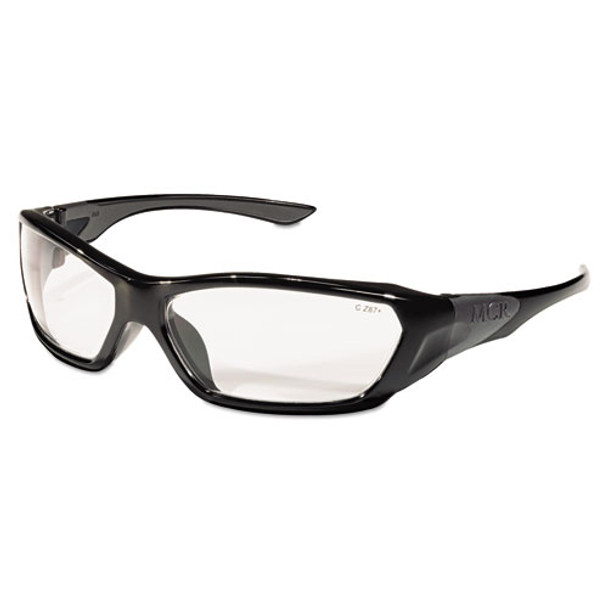 Forceflex Safety Glasses, Black Frame, Clear Lens