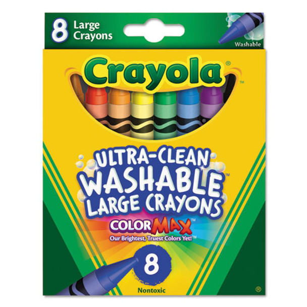 Ultra-clean Washable Crayons, Large, 8 Colors/box