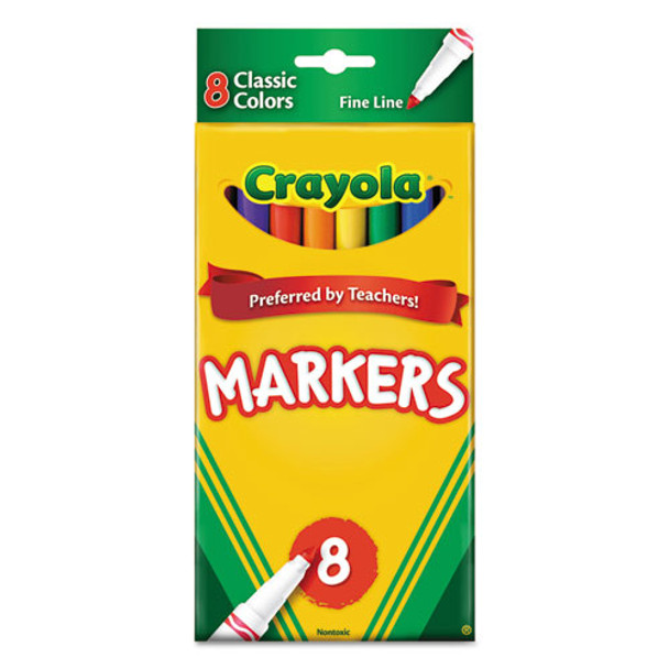 Non-washable Marker, Fine Bullet Tip, Assorted Colors, 8/pack