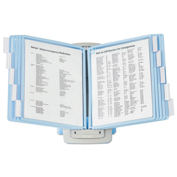 Sherpa Style Desk-mount Reference System, 20 Sheet Capacity, Blue/gray