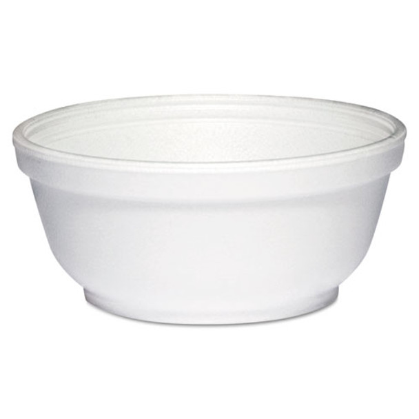 Foam Bowls, 8 Ounces, White, Round, 50/pack