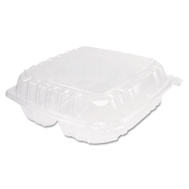 Clearseal Plastic Hinged Container, 3-comp, 9 X 9-1/2 X 3, 100/bag, 2 Bags/ct