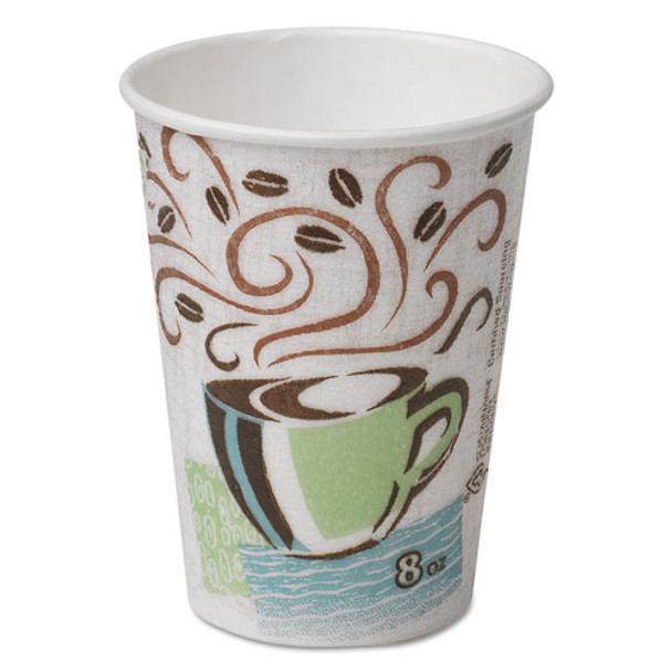 Perfectouch Hot Cups, Paper, 8oz, Coffee Dreams Design, 50/pack