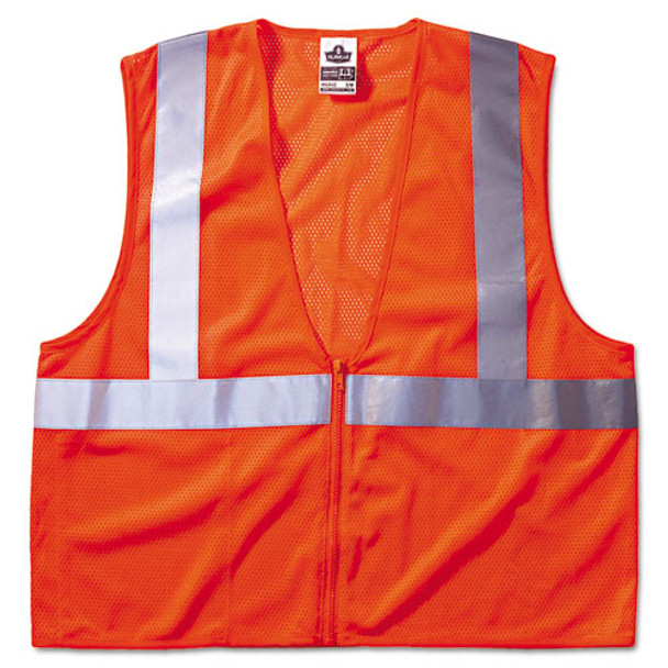 Glowear 8210z Class 2 Economy Vest, Polyester Mesh, Zipper Closure, Orange, L/xl