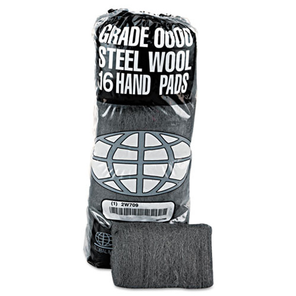 Industrial-quality Steel Wool Hand Pad, #0000 Super Fine, 16/pack, 192/carton