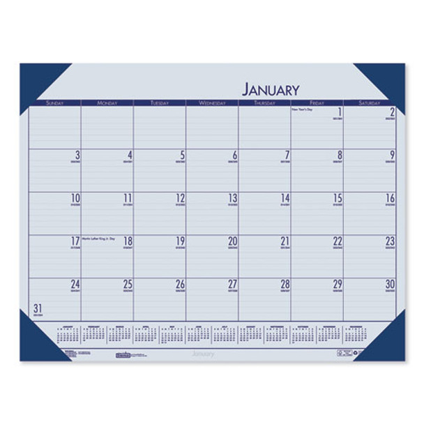 Recycled Ecotones Ocean Blue Monthly Desk Pad Calendar, 18.5 X 13, 2021