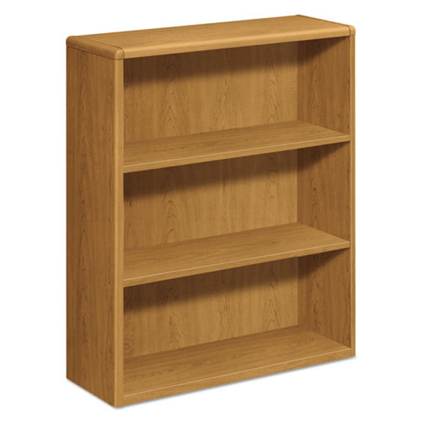 10700 Series Wood Bookcase, Three Shelf, 36w X 13 1/8d X 43 3/8h, Harvest