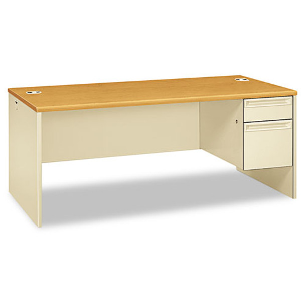 38000 Series Right Pedestal Desk, 72w X 36d X 29.5h, Harvest/putty