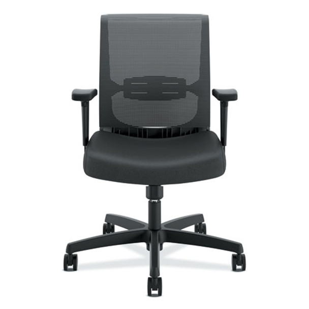 Convergence Mid-back Task Chair With Swivel-tilt Control, Supports Up To 275 Lbs, Vinyl, Black Seat/back, Black Base