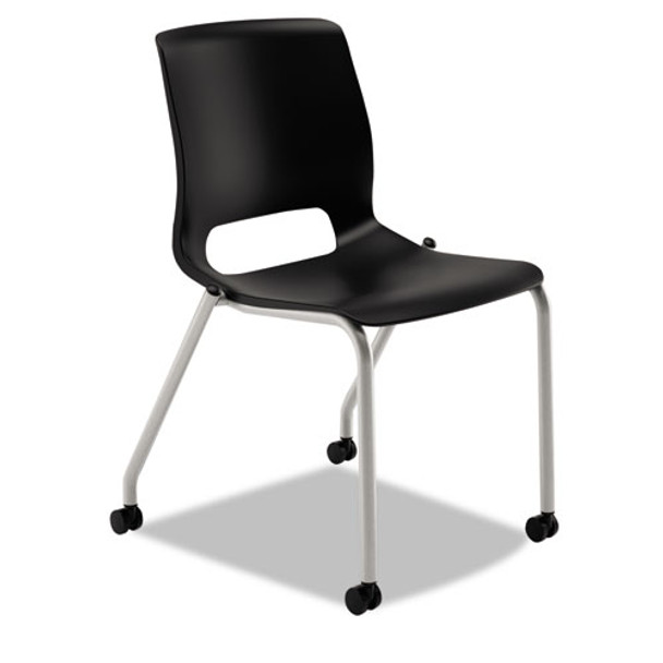 Motivate Four-leg Stacking Chair, Onyx Seat/black Back, Platinum Base, 2/carton - IVSHONMG201CU10