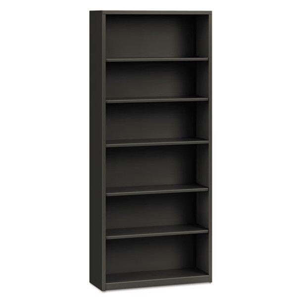 Metal Bookcase, Six-shelf, 34-1/2w X 12-5/8d X 81-1/8h, Charcoal