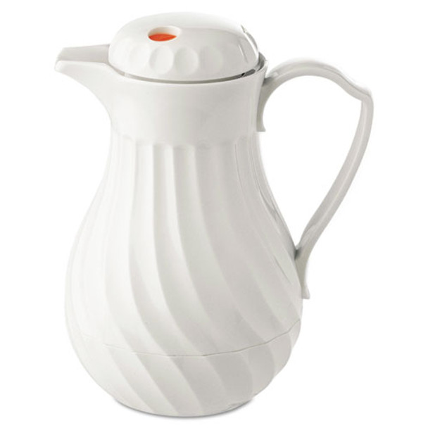 Poly Lined Carafe, Swirl Design, 40oz Capacity, White