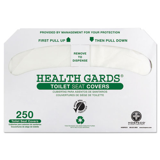Health Gards Green Seal Recycled Toilet Seat Covers, White, 250/pk, 4 Pk/ct