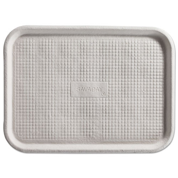 Savaday Molded Fiber Flat Food Tray, White, 12x16, 200/carton