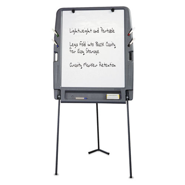 Portable Flipchart Easel With Dry Erase Surface, Resin, 35 X 30 X 73, Charcoal