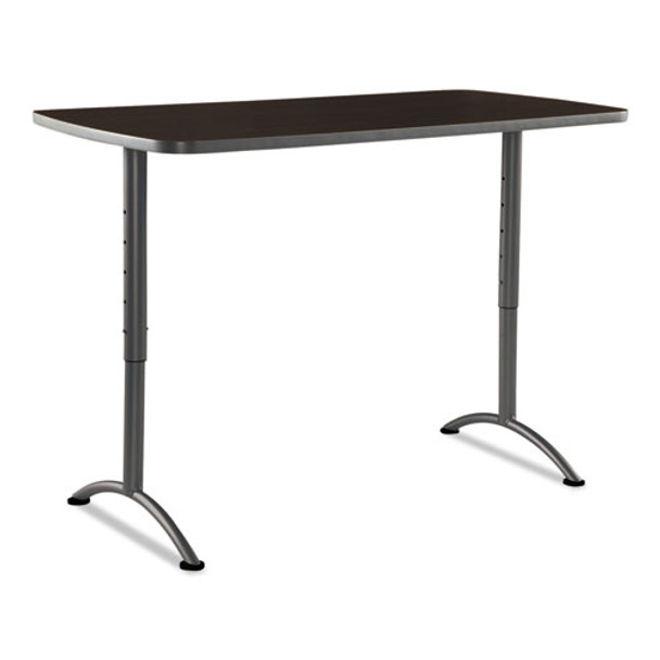 Arc Sit-to-stand Tables, Rectangular Top, 30w X 60d X 30-42h, Walnut/gray