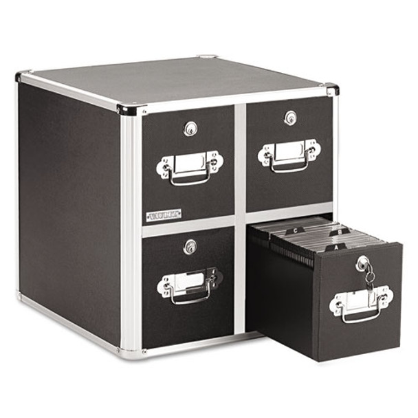4-drawer Cd File Cabinet, Holds 660 Folders Or 240 Slim/120 Standard Cases, Black