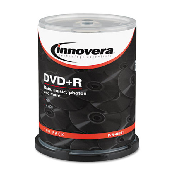 Dvd+r Discs, 4.7gb, 16x, Spindle, Silver, 100/pack