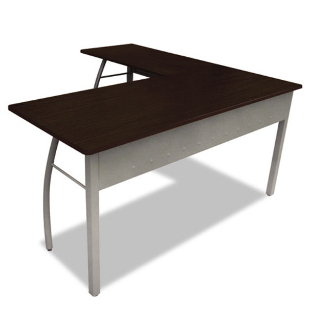 Trento Line L-shaped Desk, 59.13w X 59.13d X 29.5h, Mocha/gray