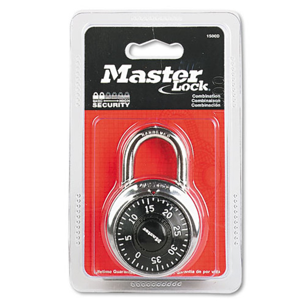 Combination Lock, Stainless Steel, 1 7/8" Wide, Black Dial