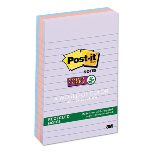 Recycled Notes In Bali Colors, Lined, 4 X 6, 90-sheet, 3/pack