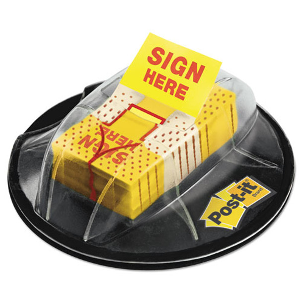 Page Flags In Dispenser, "sign Here", Yellow, 200 Flags/dispenser