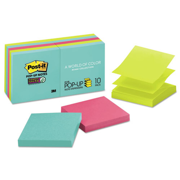 Pop-up 3 X 3 Note Refill, Miami, 90 Notes/pad, 10 Pads/pack