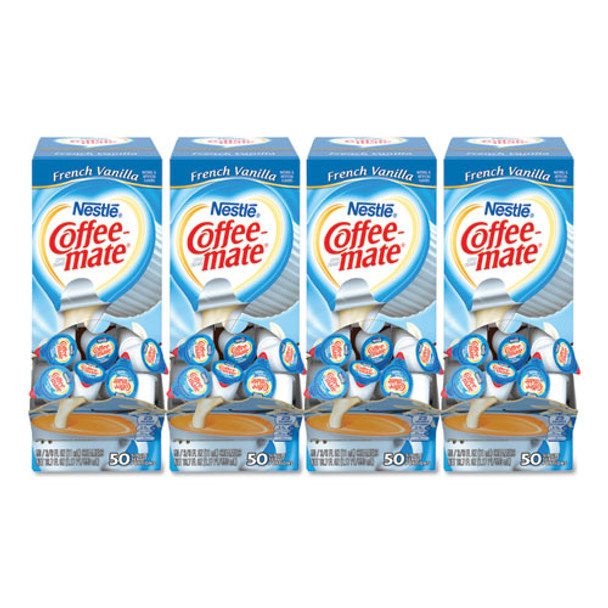 Liquid Coffee Creamer, French Vanilla, 0.38 Oz Mini Cups, 50/box, 4 Boxes/carton, 200 Total/carton