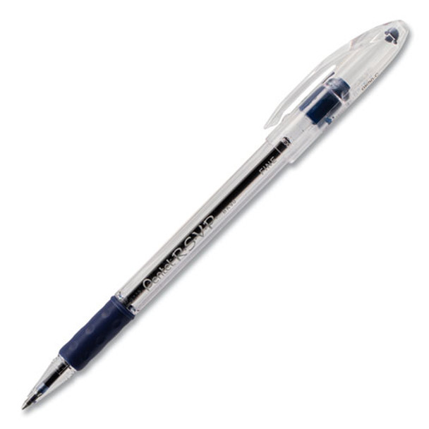 R.s.v.p. Stick Ballpoint Pen, Fine 0.7mm, Blue Ink, Clear/blue Barrel, Dozen