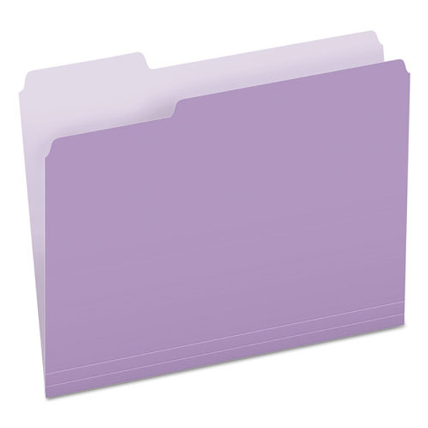 Colored File Folders, 1/3-cut Tabs, Letter Size, Lavender/light Lavender, 100/box