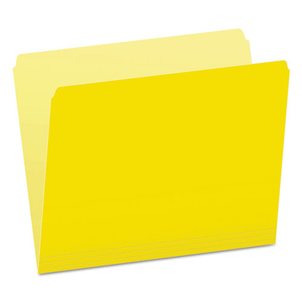 Colored File Folders, Straight Tab, Letter Size, Yellowith Light Yellow, 100/box