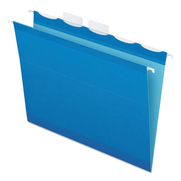 Ready-tab Colored Reinforced Hanging Folders, Letter Size, 1/5-cut Tab, Blue, 25/box