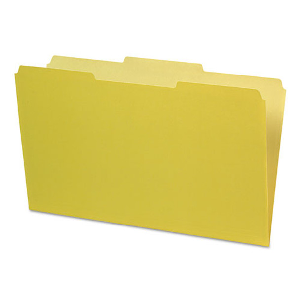 Interior File Folders, 1/3-cut Tabs, Legal Size, Yellow, 100/box