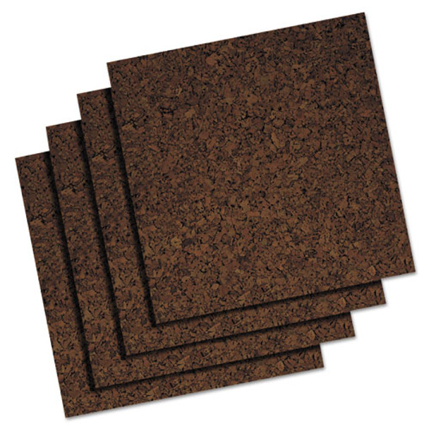 Cork Panel Bulletin Board, Brown, 12 X 12, 4 Panels/pack