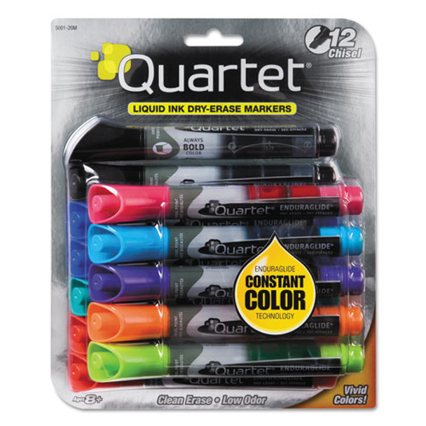 Enduraglide Dry Erase Marker, Broad Chisel Tip, Assorted Colors, 12/set