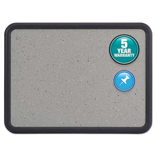 Contour Granite Gray Tack Board, 36 X 24, Black Frame