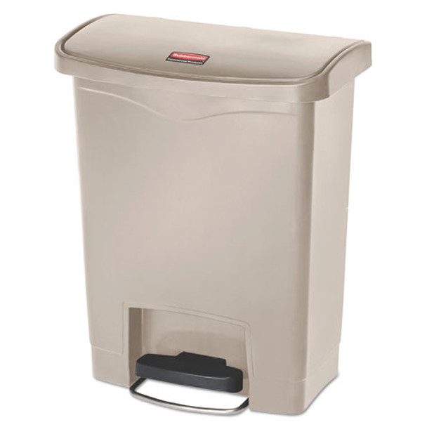 Slim Jim Resin Step-on Container, Front Step Style, 8 Gal, Beige