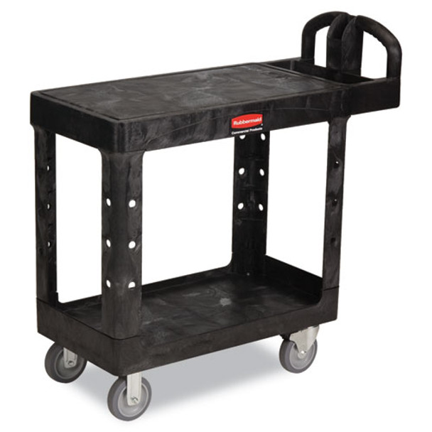 Flat Shelf Utility Cart, Two-shelf, 19.19w X 37.88d X 33.33h, Black