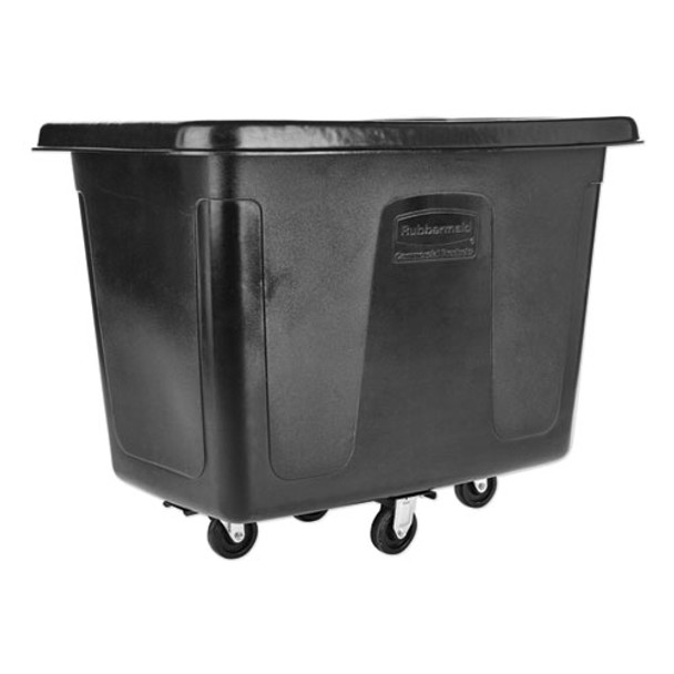 Metal Frame Cube Truck, Rectangular, Polyethylene, 400 Lb Capacity, 12 Cu Ft, Black