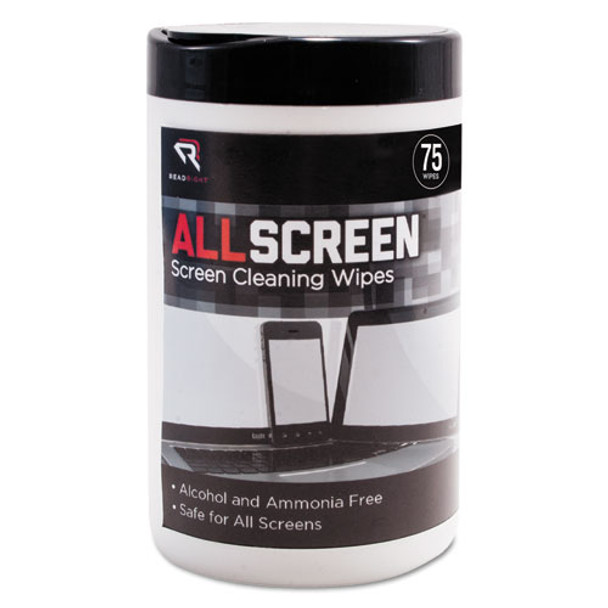 Allscreen Screen Cleaning Wipes, 6" X 6", White, 75/tub