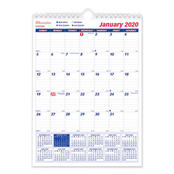 One Month Per Page Twin Wirebound Wall Calendar, 8 X 11, 2021