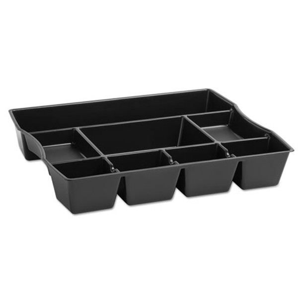 Nine-compartment Deep Drawer Organizer, Plastic, 14 7/8 X 11 7/8 X 2 1/2, Black