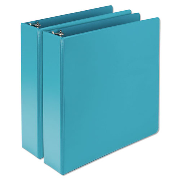 Earths Choice Biobased Durable Fashion View Binder, 3 Rings, 2" Capacity, 11 X 8.5, Turquoise, 2/pack