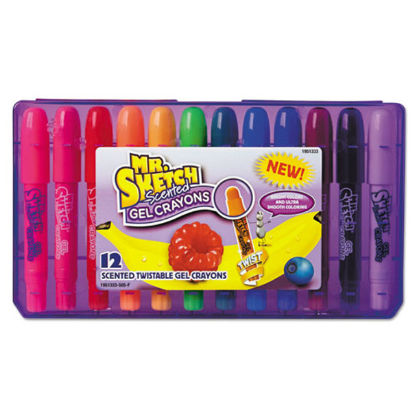 Scented Gel Crayons, Assorted, 12/pack